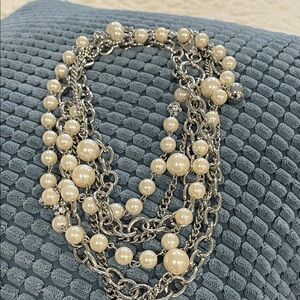 Elegant Silver and Pearl Beaded Necklace